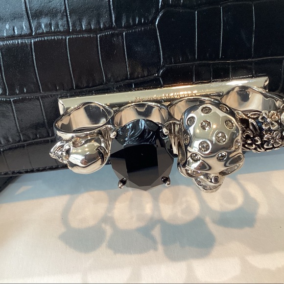 ALEXANDER MCQUEEN MINI CROC EMBOSSED JEWELLED  SATCHEL - Picture 10 of 14